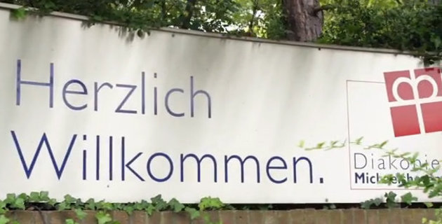 Willkommensschild der Diakonie Michaelshoven Willkommensschild der Diakonie Michaelshoven
