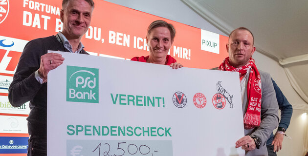 Fortuna Köln Spende beim PSD Cup Ben bruns Susanne hahmann