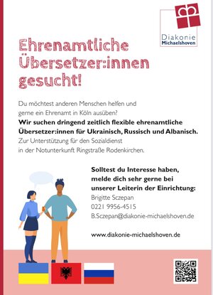 Ehrenamtliche Übersetzer*innen Notunterkunft Köln-Rodenkirchen