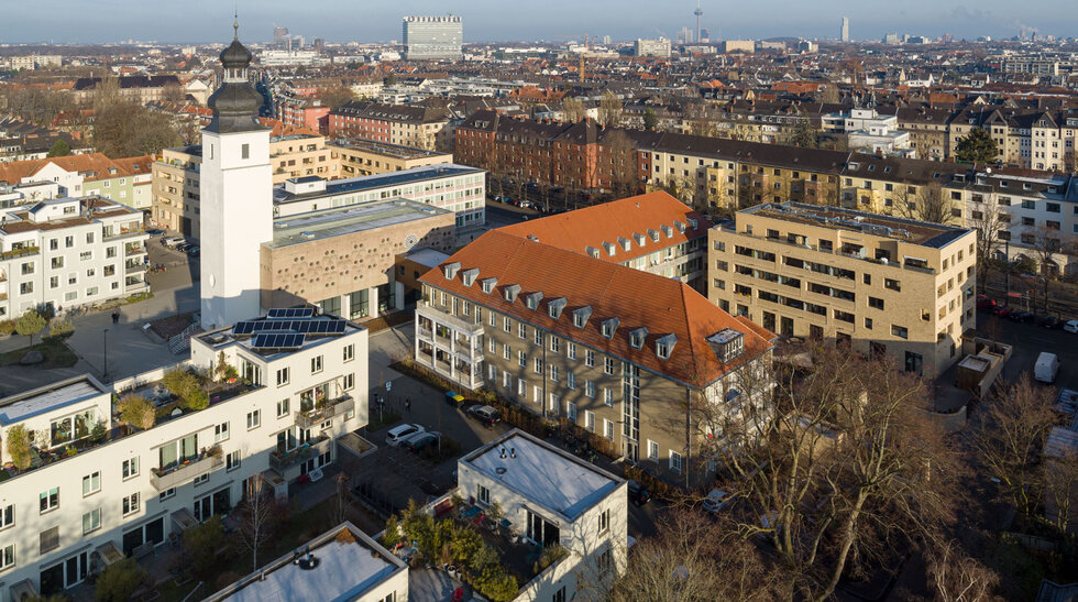 Luftaufnahme des Gemeinschaftlichen Wohnens in Köln-Sülz
