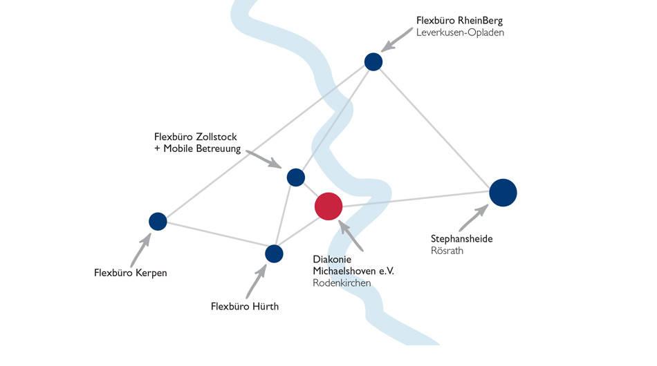 Standorte der Flexible Hilfen der Diakonie Michaelshoven.
