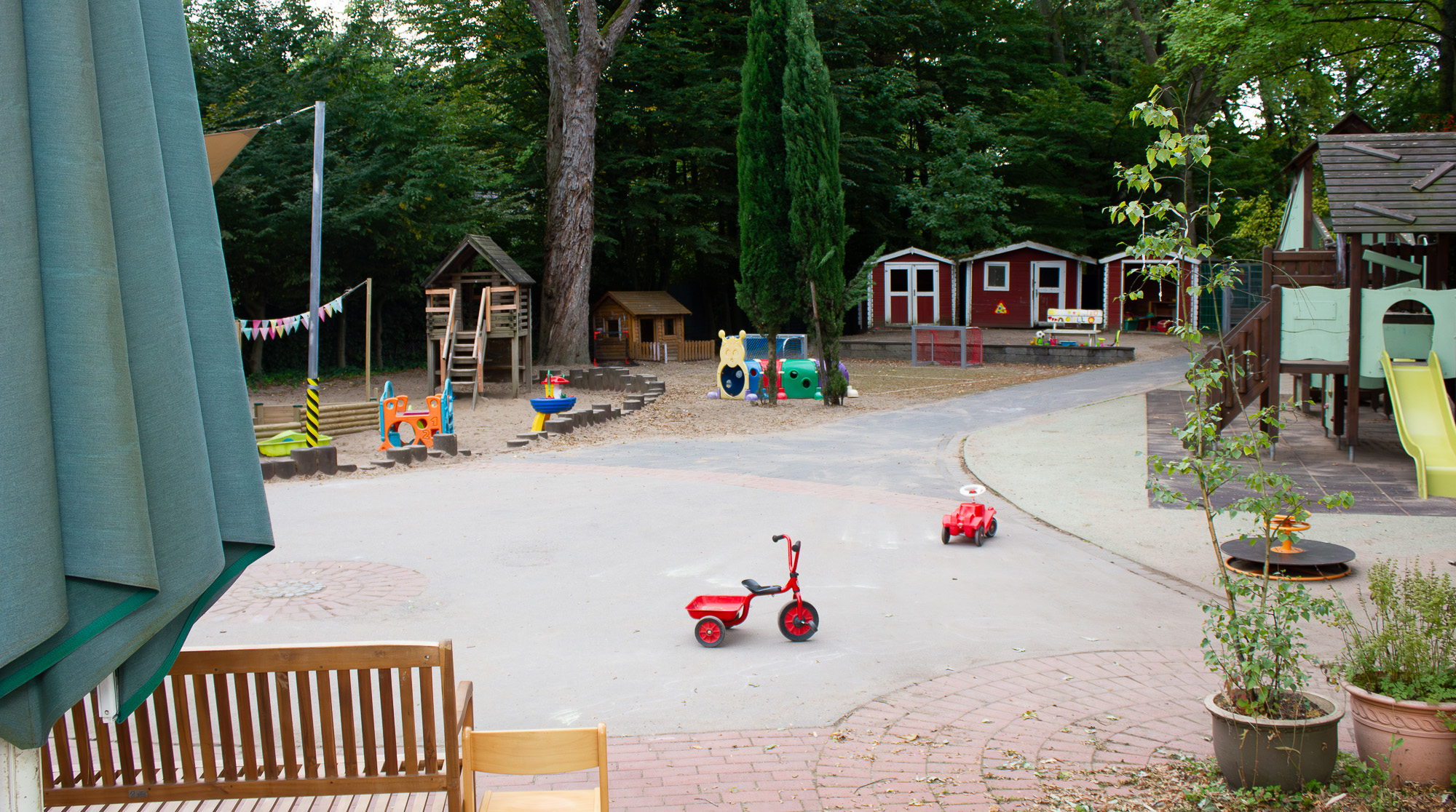 Der Außenbereich zum Spielen der Kita Blumenallee