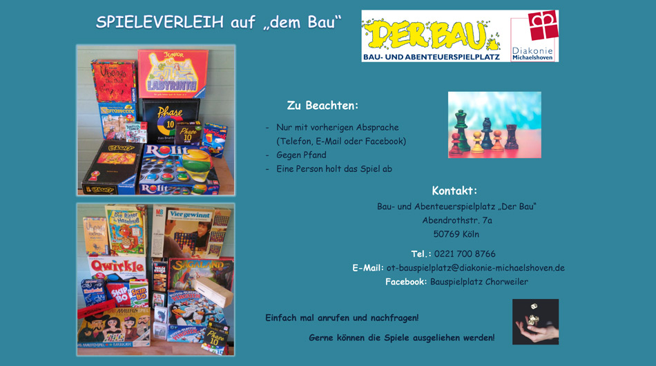 Spieleverleih des "Bau" (Bau-und Abenteuerspielplatz) Plakat zum Spieleverleih des "Bau" (Bau-und Abenteuerspielplatz).