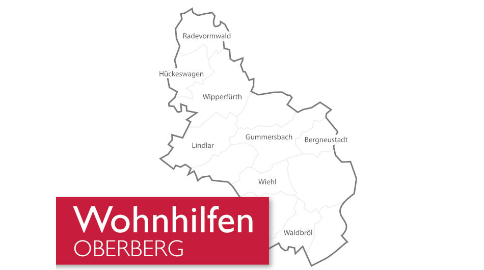 Übersichtskarte der Wohnhilfen Oberberg Übersichtskarte der Wohnhilfen Oberberg