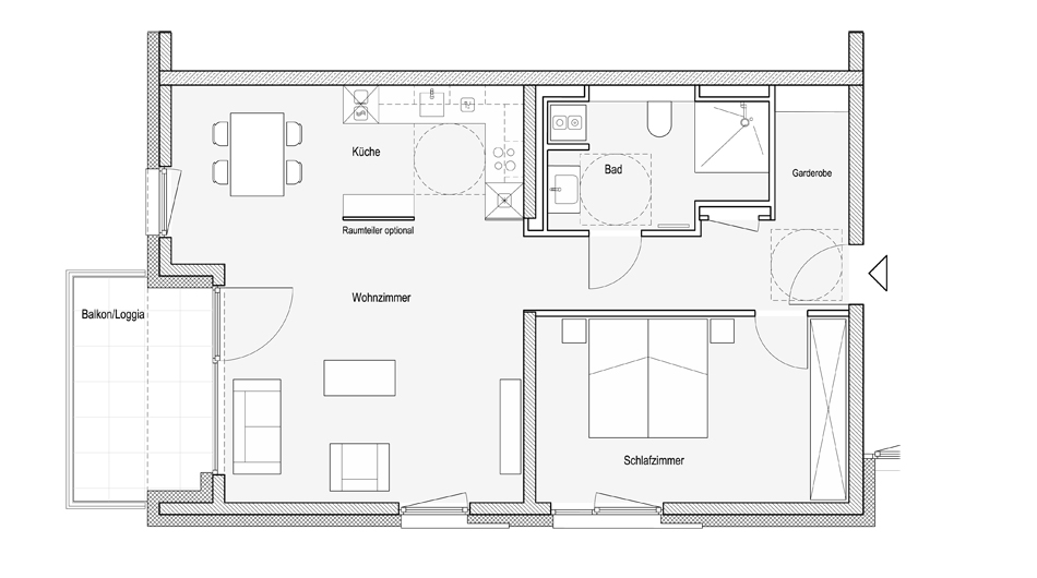 Grundriss einer Servicewohnung