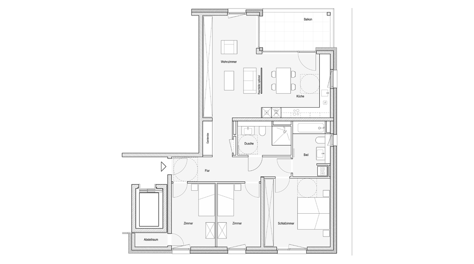 Grundriss einer Wohnung in Michaelshoven