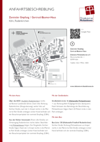 Vorschau: Anfahrt zur Zentrale der Diakonie Michaelshoven